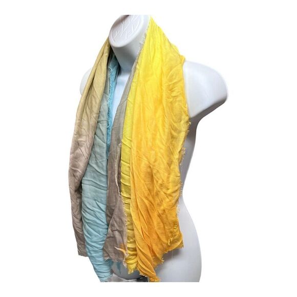 Karl Lagerfeld Paris Scarf Silk Blend Sun Bleached Square Blue Logo Fall Layer - Picture 7 of 12